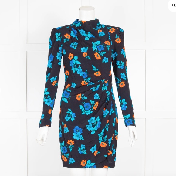 Maje Black Floral Long Sleeve Dress - Picture 1 of 5
